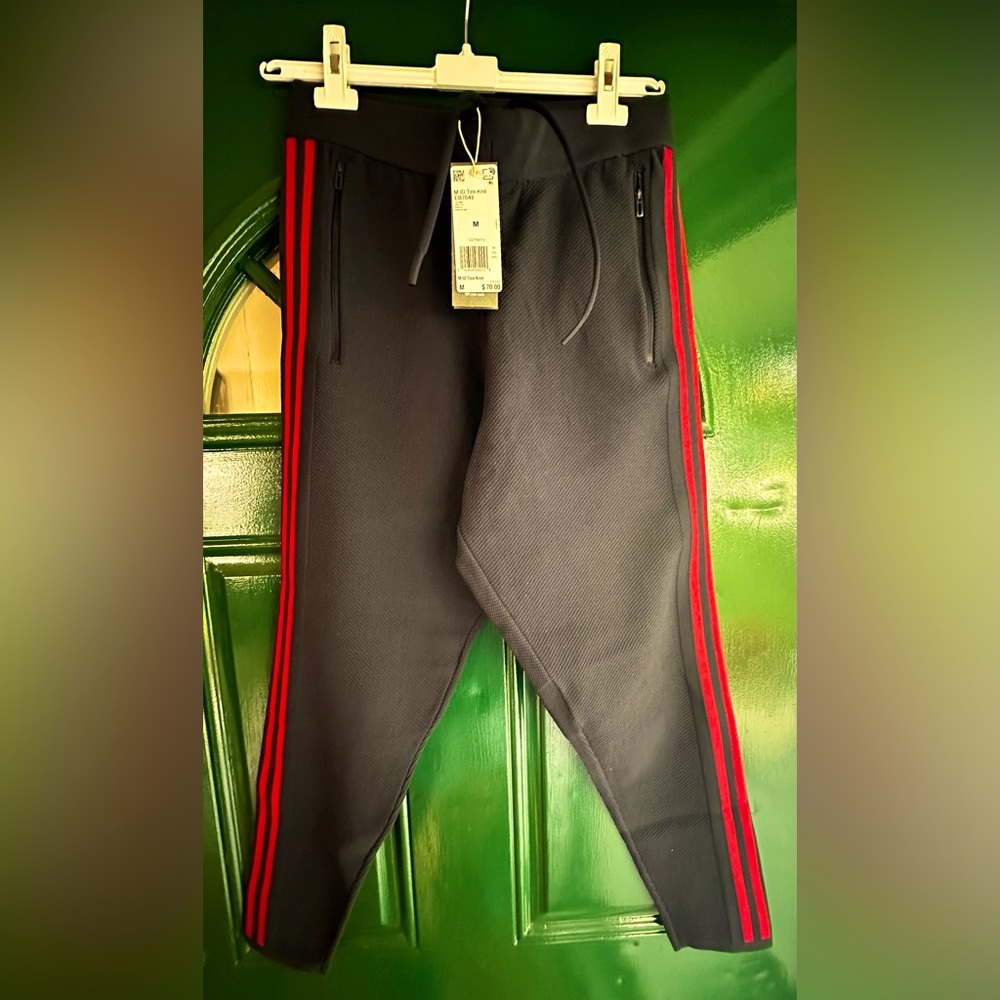 NWT Adidas track pants, ID Tiro Knit, Navy/Red, Sz Medium